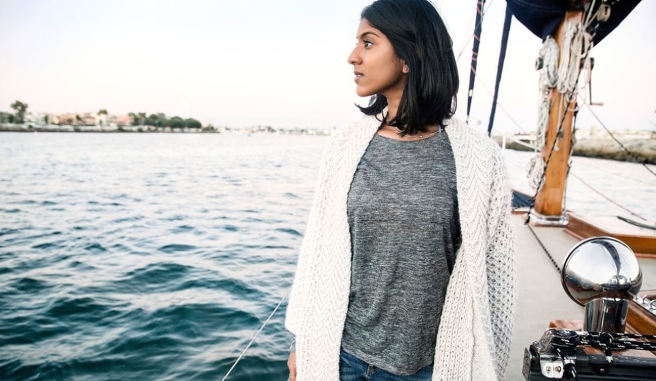 Young woman sailing